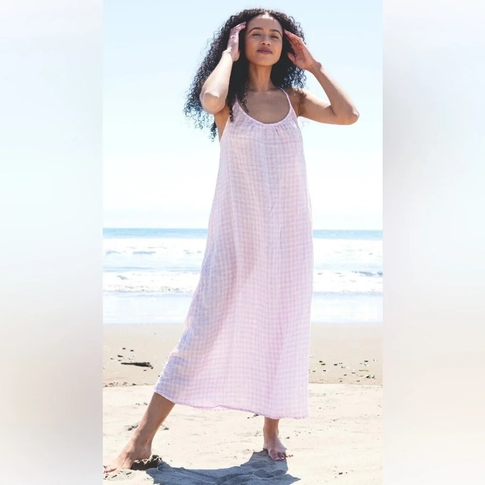 Cp Shades Taylor Dress Pink Gingham Maxi